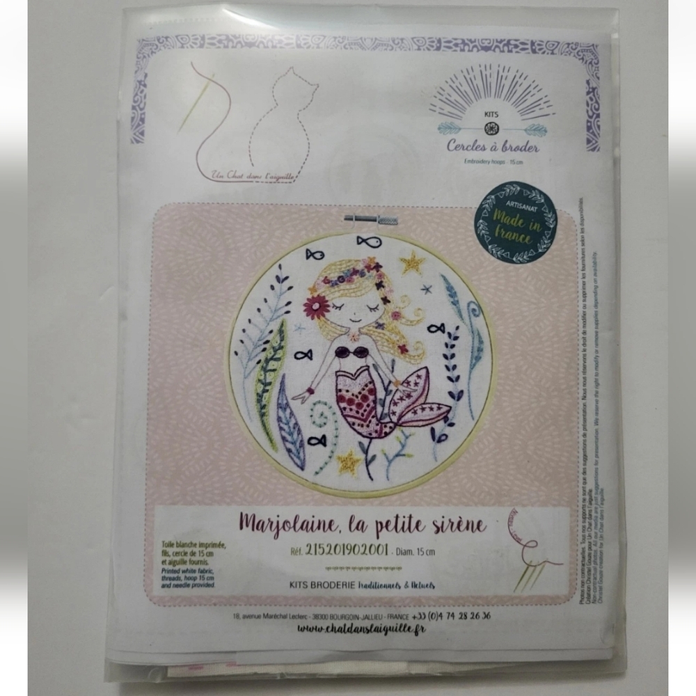 Marjolaine La Petite Sirène Embroidery Kit - Pink, Yellow, Blue
